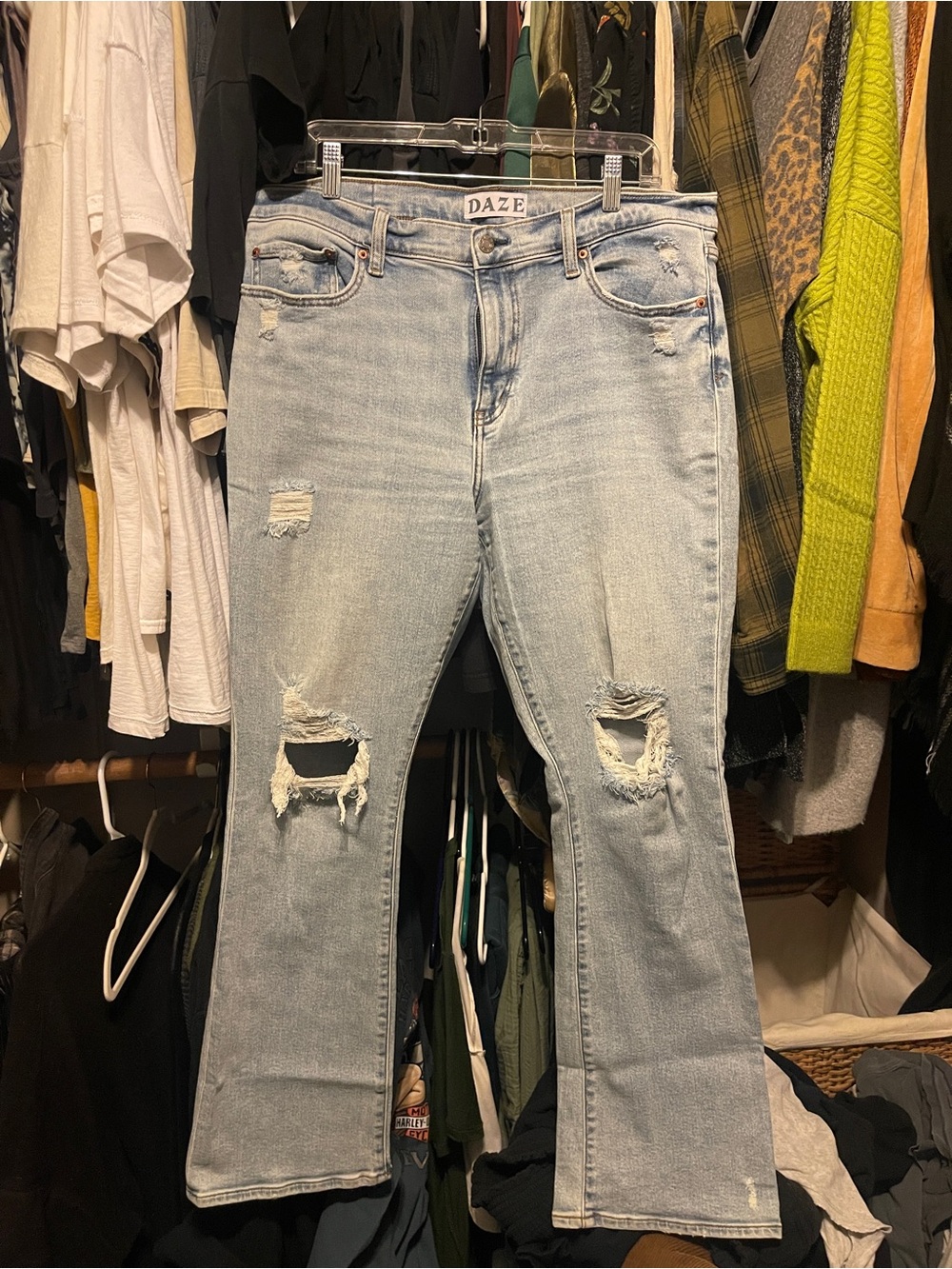 Women's Light Wash Distressed Bootcut Jeans